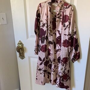 Joyfolie Floral Robe - Pink and Burgundy